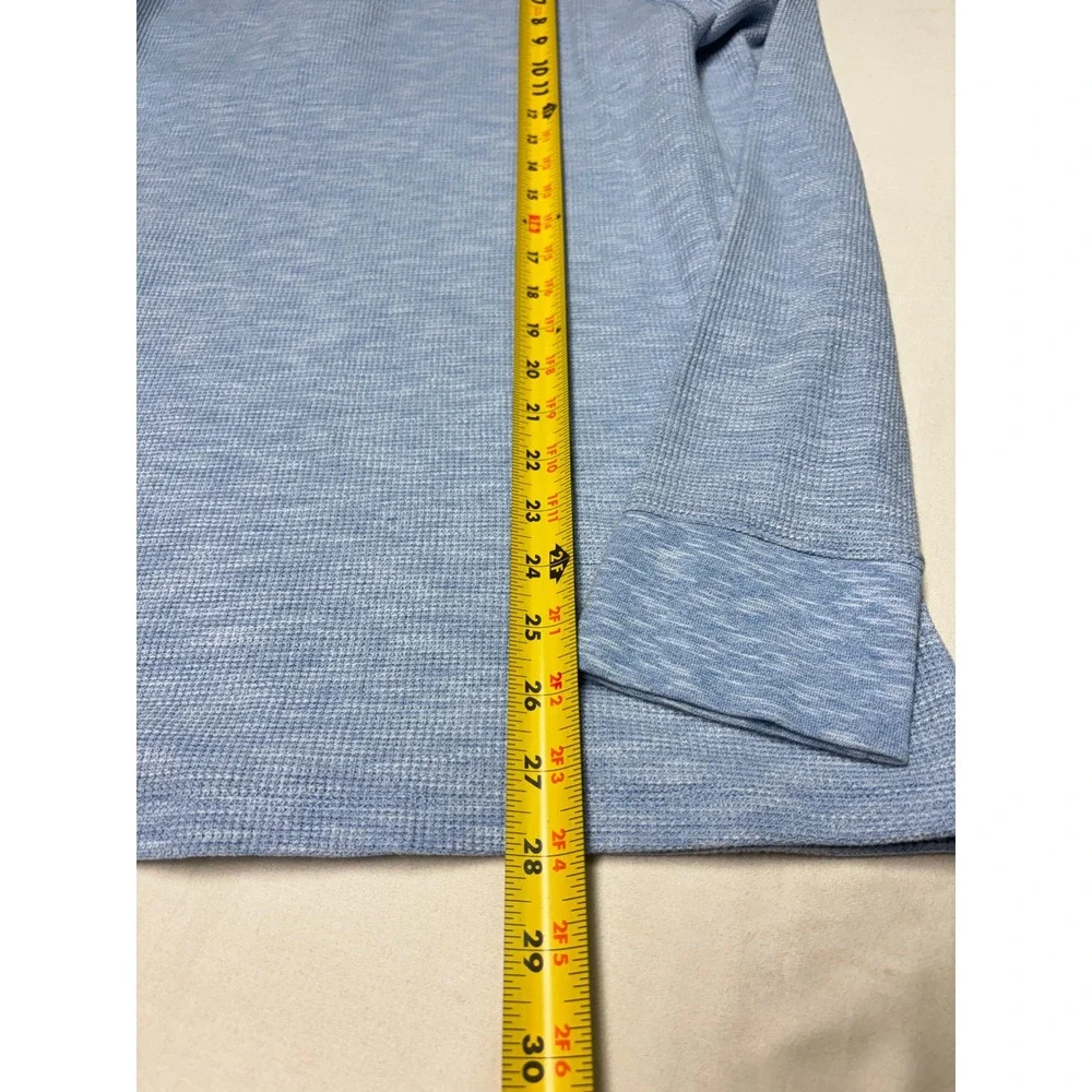 Vince Mens Light Blue Space Dye Waffle Knit Henley Long Sleeve Shirt Size M